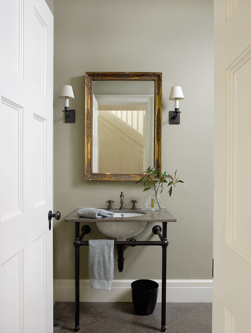 new modern powder room in old home