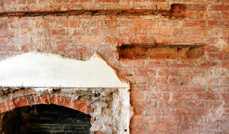 brick fireplace detail